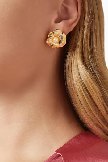 Rediscovered 1980s Floral Pearl Stud Earrings