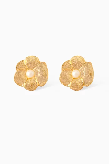 Rediscovered 1980s Floral Pearl Stud Earrings