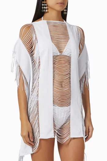 Monique Cover-up Dress in Sheer Fringes