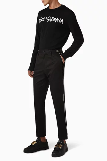 Logo Pants in Stretch Cotton