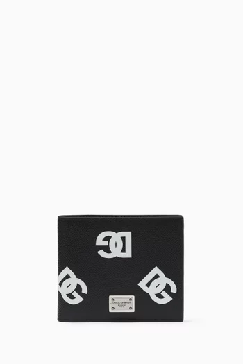 محفظة ثنائية الطيّ بطبعة شعار حرفي DG جلد دوفين