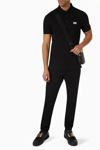 Logo Plaque Essentials Polo Shirt in Pique