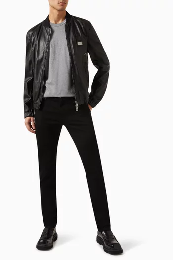 Logo Jacket in Leather