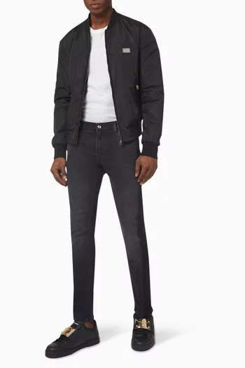Logo Plaque Bomber Jacket in Nylon