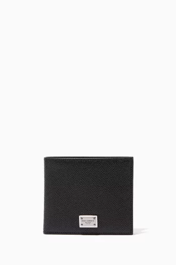 Logo Plaque Bifold Wallet in Leather