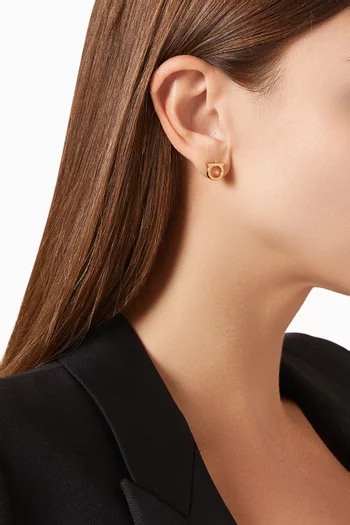 Gancini Stud Earrings in Brass