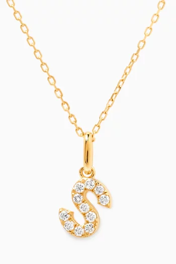 S Letter Diamond Necklace in 18kt Gold