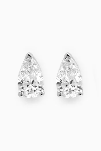 Pear Diamond Stud Earrings in 18kt White Gold