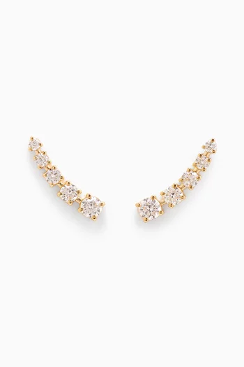 Half Moon Diamond Bar Earrings in 18kt Gold