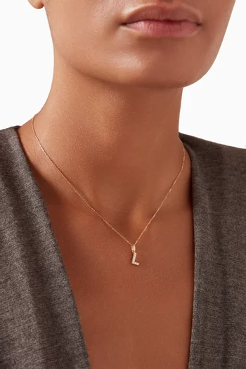 L Letter Diamond Necklace in 18kt Gold