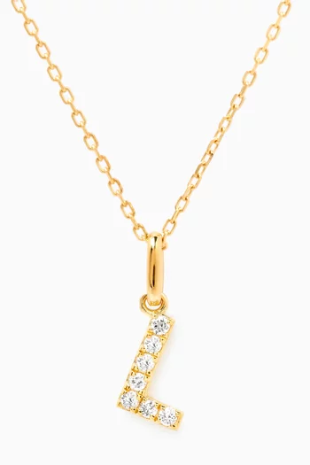 L Letter Diamond Necklace in 18kt Gold