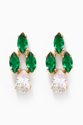 Marquis-cut Emerald & Topaz Drop Earrings in 18kt Gold