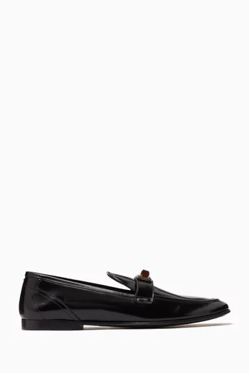 Logo Plaque Loafers in Brushed Calfskin