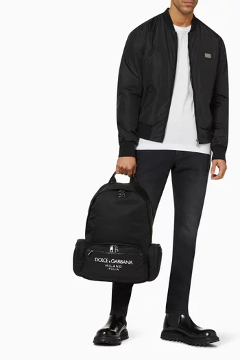 Rubberized Logo Backpack in Nylon