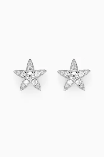 Star Diamond Stud Earrings in 18kt White Gold