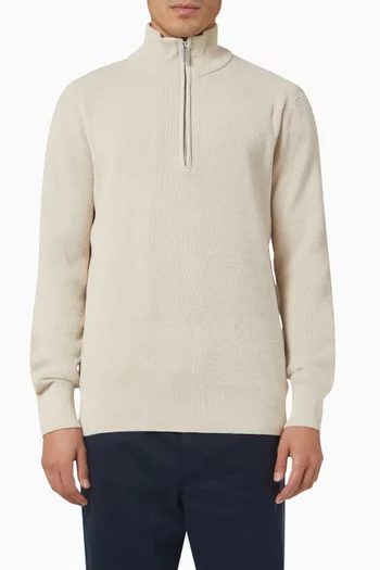High-Zip Pullover in Organic Cotton Blend