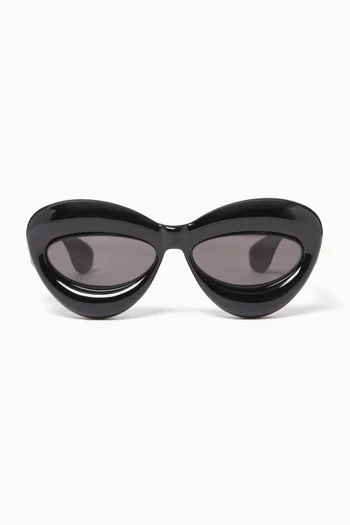 نظارة شمسية بتصميم عين القطة بإطار سميك أسيتات