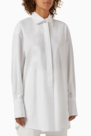 فستان بنمط قميص مزين بنقشة قطن عضوي