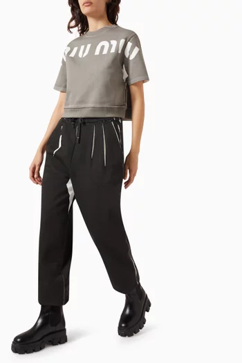 Printed Track Pants in Fleece