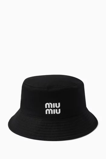 Logo Embroidered Bucket Hat in Cotton
