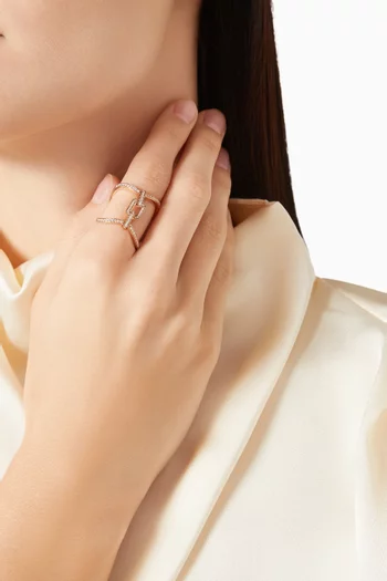 Links Double Band Diamond Ring in 18kt Rose Gold