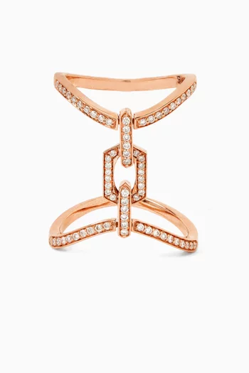 Links Double Band Diamond Ring in 18kt Rose Gold
