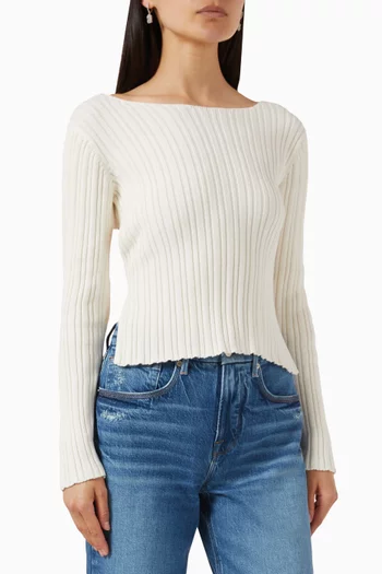 Honest Open-back Ribbed Top in Cotton-knit