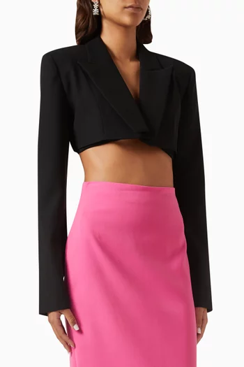 Micro Cropped Blazer in Crepe