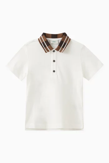 Checked Collar Polo Shirt in Cotton