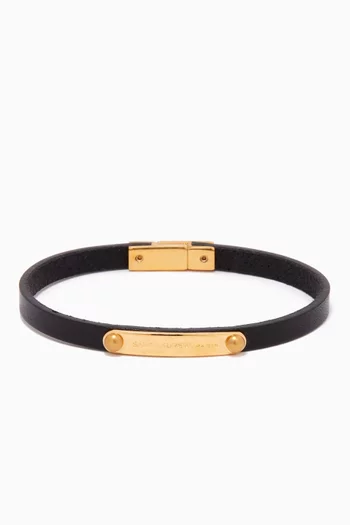 ID Plaque Bracelet in Leather