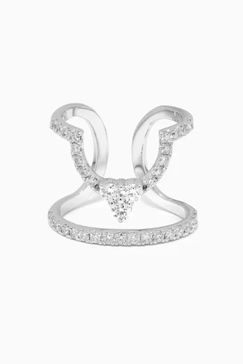 Diamond Nail Ring in 18k White Gold