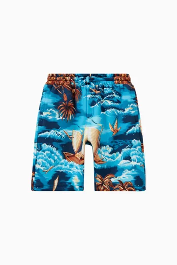 Hawaii Print Shorts in Cotton