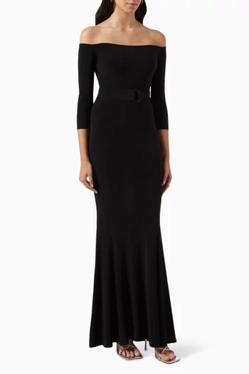 Off-shoulder Gown in Stretch Lycra