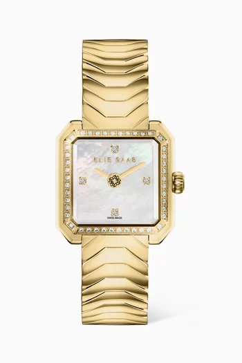 Carré Swiss Diamond Yellow Gold-plated Watch, 25mm
