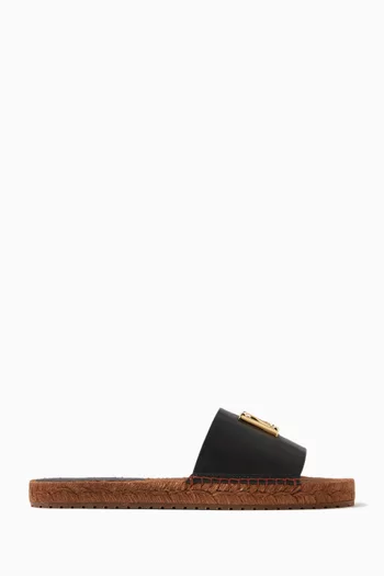 Espadrilles Logo Slides in Nappa Leather