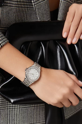 Mini Lennox Quartz Pavé Stainless Steel Watch, 33mm