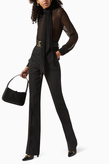 Lavallière-neck Shirt in Organic Silk Crepe Muslin