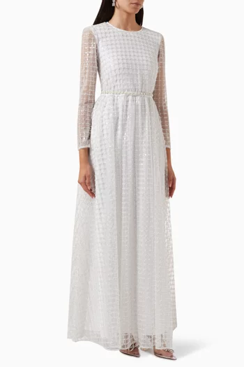 Grid Sequin Maxi Dress