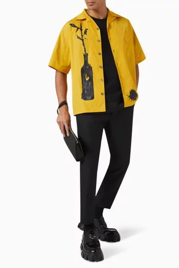 Rose-print Bowling Shirt in Cotton-poplin