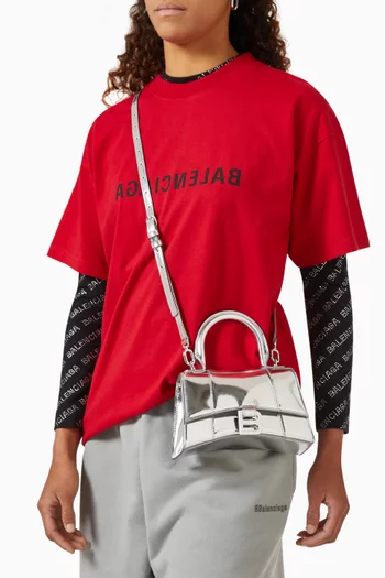 Hourglass XS Top-handle Bag in Metallic Leather