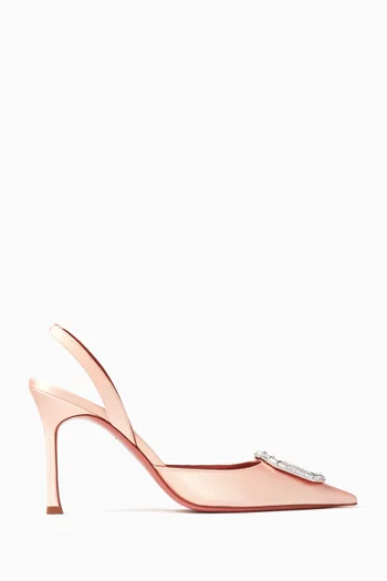 Camelia 90 Crystal  Slingback Pumps in Satin