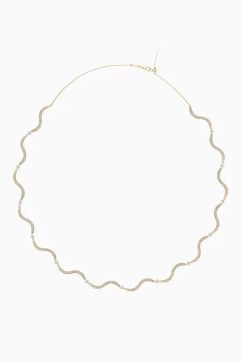 Wave Diamond Necklace in 18kt Gold
