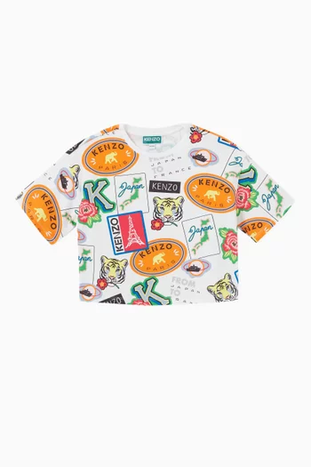Graphic Print Crop Top in Cotton