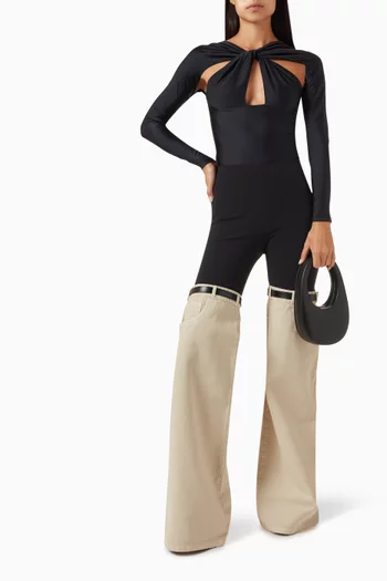 Twisted Cut-Out Bodysuit in Jersey