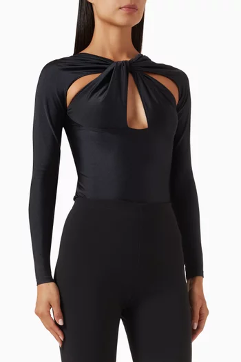 Twisted Cut-Out Bodysuit in Jersey
