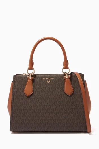 Medium Marilyn Satchel Bag in Signature Logo Canvas
