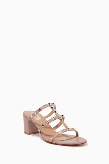 Rockstud 60 Slide Sandals in Leather