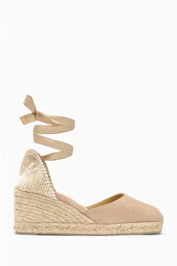 Chiara 110 Lace-up Espadrille Wedges in Canvas