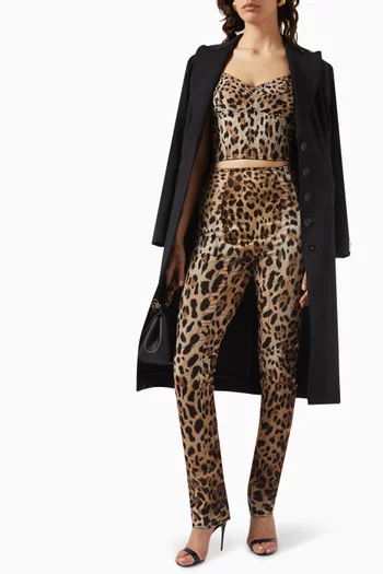 x Kim Leopard-print High-rise Pants in Marquisette