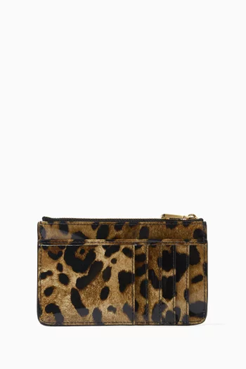 Medium Leopard-print Cardholder in Calfskin Leather
